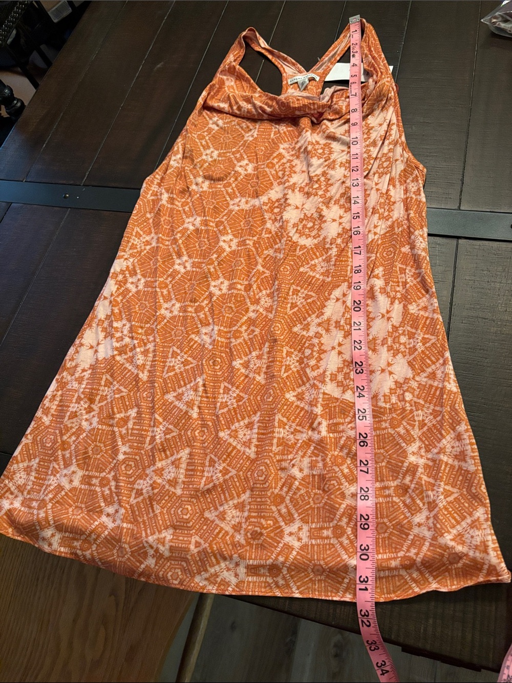 Banana Republic Orange Printed Mini Dress Racerback - Picture 6 of 8